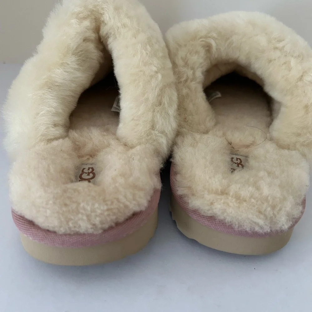 NEW UGG Cozy II Genuine Metallic Glitter Slippers in Rose Gold size 4.
